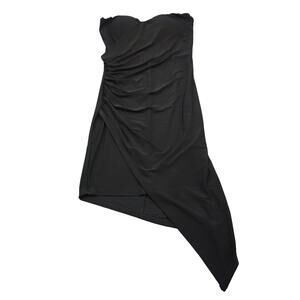 Fashion Magazine Dress Womens S Black Sweetheart Neckline Asymmetrical Wrap